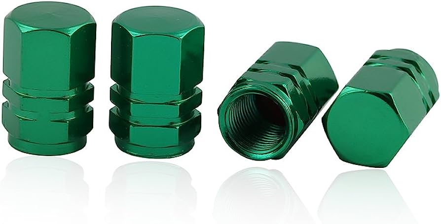 Green Anodized Tyre Valve Dust Caps (x4)